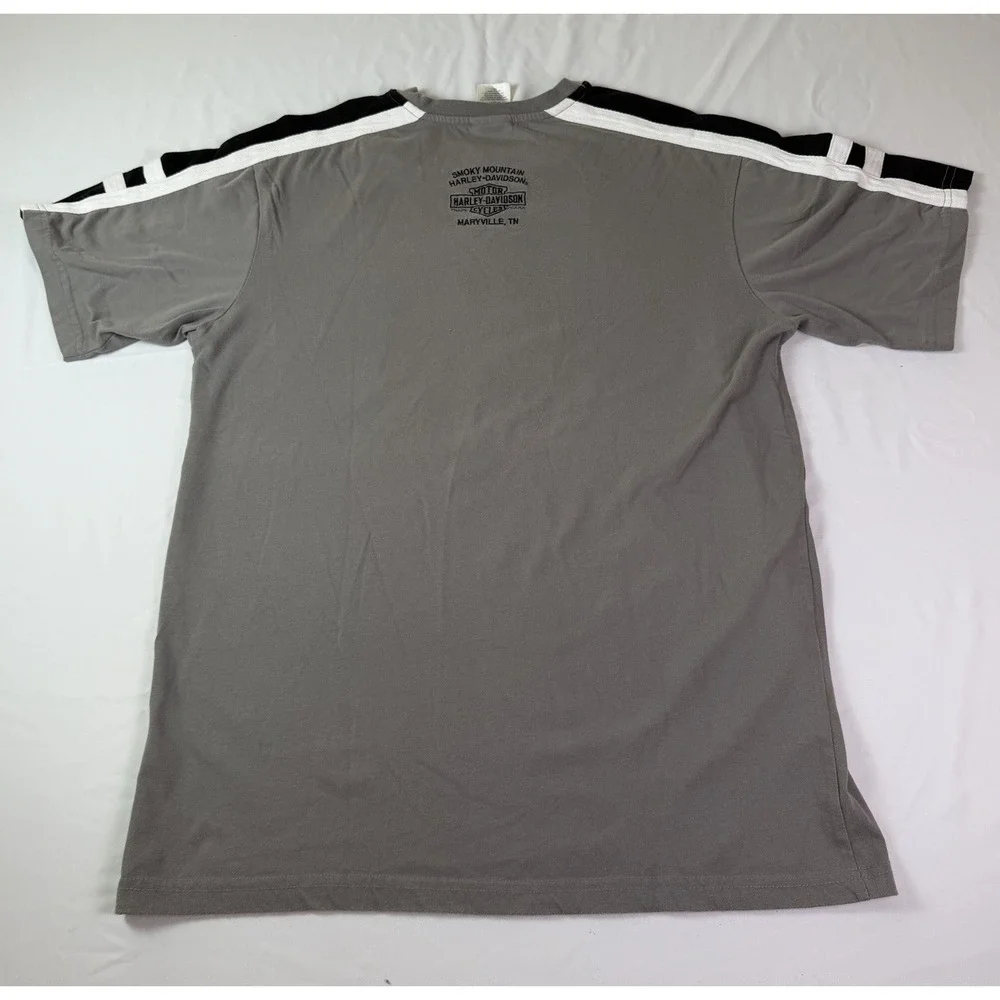 Harley Davidson #1 Victory T-Shirt Size Large Gray Black White Sleeves - Picture 4 of 7